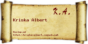 Kriska Albert névjegykártya